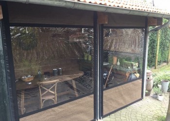 Verandazeil japanese brown met zwarte band