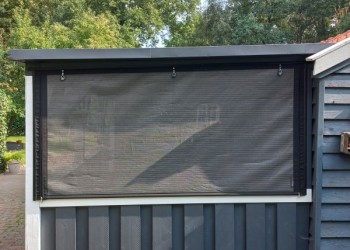 verandadoek met caravanrail/ritsen carbon black Wout Terra